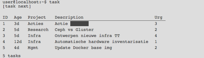 Overzicht takenlijst