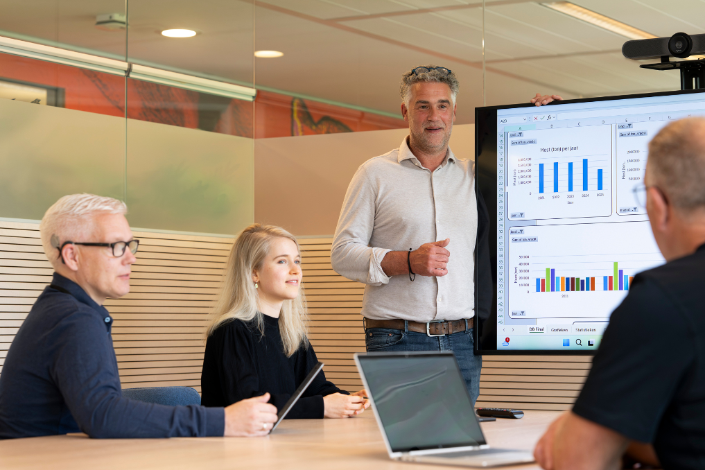 Rob Slinkman en zijn team in overleg. Ze werken in de control room van de NVWA